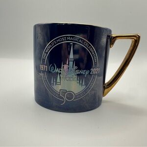 Disney World 50th Anniversary Black and Gold Iridescent Mug